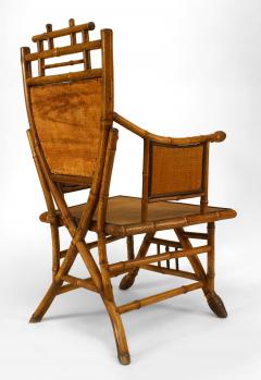 Pair English Victorian Bamboo Shield Back Arm Chairs - 666309