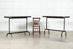Pair English Wrought Iron Pine Console Tables - 3633207