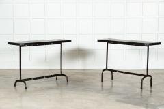 Pair English Wrought Iron Pine Console Tables - 3633208