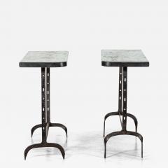 Pair English Wrought Iron Pine Console Tables - 3635624