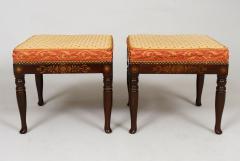 Pair Faux Rosewood Upholstered Stools - 3314293
