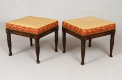 Pair Faux Rosewood Upholstered Stools - 3314295