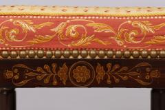 Pair Faux Rosewood Upholstered Stools - 3314297