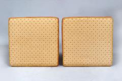 Pair Faux Rosewood Upholstered Stools - 3314298