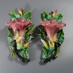 Pair Fives Lille Majolica Butterfly Wall Pockets - 4485157