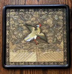 Pair Framed Superb Chinese Qing Dynasty Embroidered Peacock Third Rank Badge - 3795678