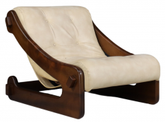 Pair French 1970s low slung brutalist lounge chairs - 2977655