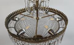 Pair French Antique Crystal Bronze Basket Chandeliers - 3351081