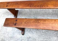Pair French Chestnut Long Benches Early 19th C  - 1437724