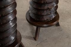 Pair French Elm Corkscrew Side Tables Plant Sculpture Stands - 4297957