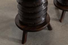 Pair French Elm Corkscrew Side Tables Plant Sculpture Stands - 4297959