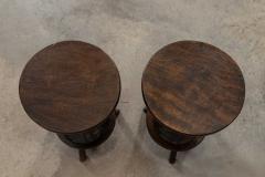 Pair French Elm Corkscrew Side Tables Plant Sculpture Stands - 4297970