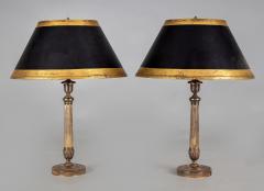 Pair French Empire Gilt Bronze Candlestick Lamps a Pair - 2483667