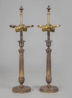 Pair French Empire Gilt Bronze Candlestick Lamps a Pair - 2483669