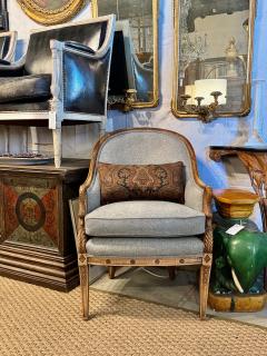 Pair French Empire Style Barrel Back Bergeres c 1930 1940 - 4463570