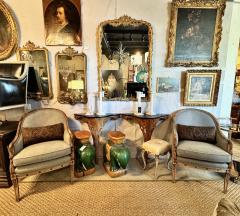 Pair French Empire Style Barrel Back Bergeres c 1930 1940 - 4463572