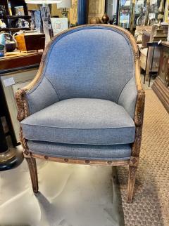 Pair French Empire Style Barrel Back Bergeres c 1930 1940 - 4463576