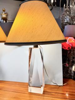 Pair French Faceted Acrylic Lamps - 4235368