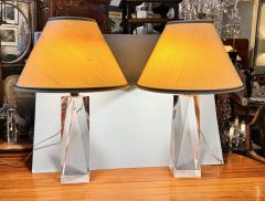 Pair French Faceted Acrylic Lamps - 4235373
