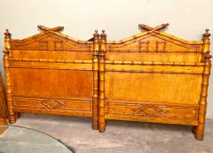 Pair French Faux Bamboo Beds - 1606815