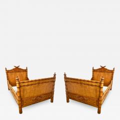 Pair French Faux Bamboo Beds - 1607231