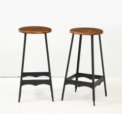 Pair French Industrial Bar Stools - 4381307