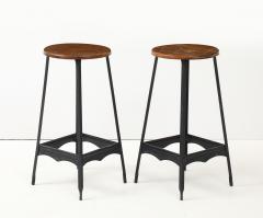 Pair French Industrial Bar Stools - 4381309