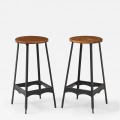 Pair French Industrial Bar Stools - 4383740