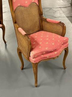 Pair French Louis XV Style Cane Occasional Armchairs Wingbacks France 1960s - 2917120