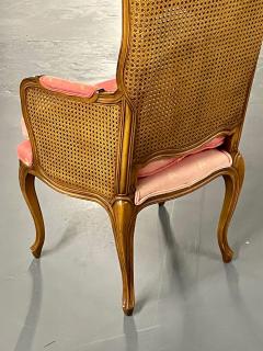 Pair French Louis XV Style Cane Occasional Armchairs Wingbacks France 1960s - 2917122