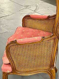 Pair French Louis XV Style Cane Occasional Armchairs Wingbacks France 1960s - 2917124