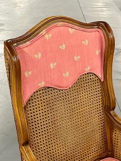 Pair French Louis XV Style Cane Occasional Armchairs Wingbacks France 1960s - 2917125