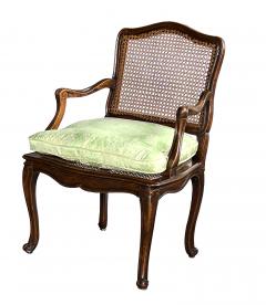 Pair French Louis XV Style Open Armchairs with Caned Seats and Backs - 3840564