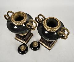 Pair French Marble and Bronze Covered Urns or Gernitures - 4164248