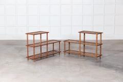 Pair French Mid Century Faux Bamboo Beech Rattan Etageres - 2819097