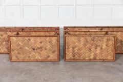 Pair French Mid Century Faux Bamboo Beech Rattan Etageres - 2819098