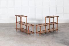 Pair French Mid Century Faux Bamboo Beech Rattan Etageres - 2819100