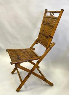 Pair French Modern Neoclassical Bamboo Rattan Lounge Side Chairs - 4111530
