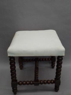 Pair French Modern Neoclassical Hand Carved Wood Stacked Ball Benches Stools - 1830100