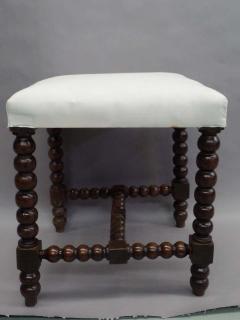 Pair French Modern Neoclassical Hand Carved Wood Stacked Ball Benches Stools - 1830102