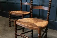 Pair French Oak Provincial Rush Bobbin Chairs - 1975711