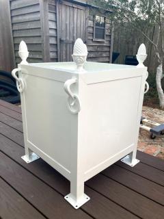 Pair French Style Steel and Cast Iron Orangerie Planter Boxes in Lacquered White - 2939375
