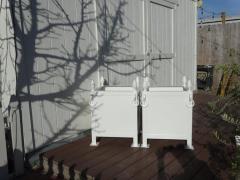 Pair French Style Steel and Cast Iron Orangerie Planter Boxes in Lacquered White - 2939380