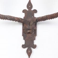 Pair French iron two arm wall sconces with old traces of gold circa 1910  - 3488893