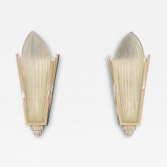 Pair Genet et Michon Style Art Deco Wall Sconces France  - 4454600