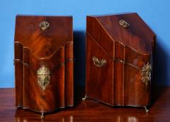 Pair George III Period Serpentine Mahogany Knife Boxes - 3937335