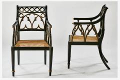 Pair George IV Gothick Open Arm Chairs c 1825 - 3163341