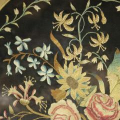 Pair Georgian Silkwork Embroideries of Flowers - 4659706