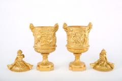 Pair Gilt Bronze Covered Decorative Urns - 1944168