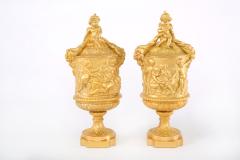 Pair Gilt Bronze Covered Decorative Urns - 1944177